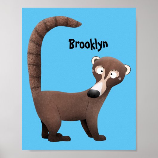 Grappig nieuwsgierig coatimundi cartoon illustrati poster (Voorkant)