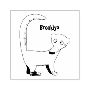 Grappig nieuwsgierig coatimundi cartoon illustrati rubberstempel