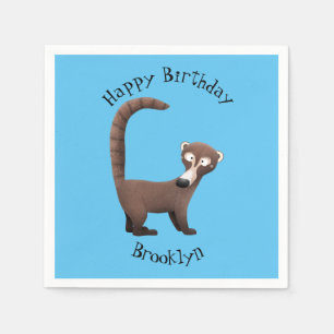 Grappig nieuwsgierig coatimundi cartoon illustrati servet