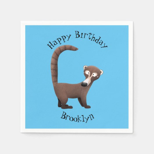 Grappig nieuwsgierig coatimundi cartoon illustrati servet (Voorkant)