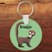 Grappig nieuwsgierig coatimundi cartoon illustrati sleutelhanger (Voorkant)
