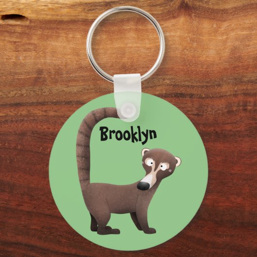 Grappig nieuwsgierig coatimundi cartoon illustrati sleutelhanger (Voorkant)