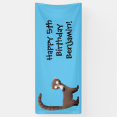 Grappig nieuwsgierig coatimundi cartoon illustrati spandoek (Verticaal)