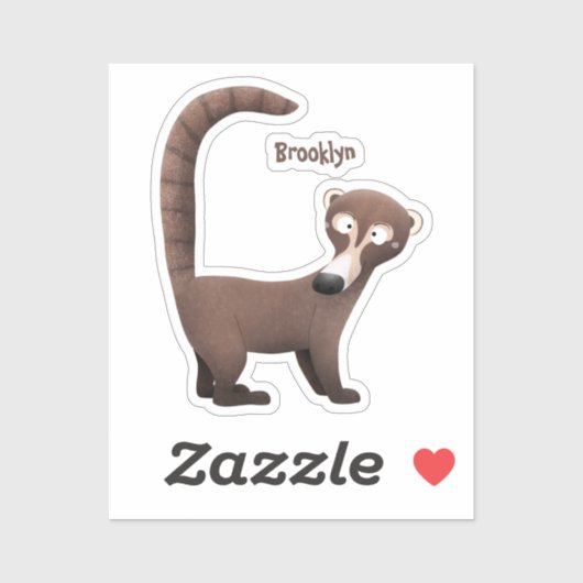 Grappig nieuwsgierig coatimundi cartoon illustrati sticker (Vel)
