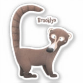 Grappig nieuwsgierig coatimundi cartoon illustrati sticker (Voorkant)