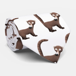 Grappig nieuwsgierig coatimundi cartoon illustrati stropdas