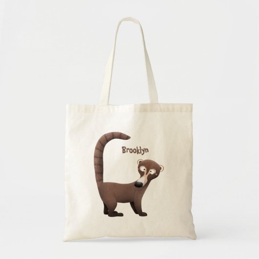 Grappig nieuwsgierig coatimundi cartoon illustrati tote bag (Voorkant)