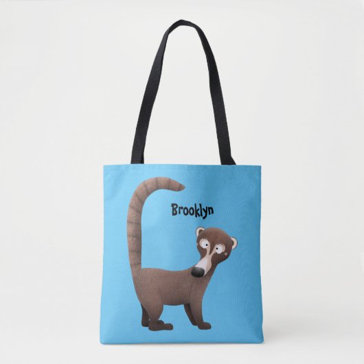 Grappig nieuwsgierig coatimundi cartoon illustrati tote bag (Voorkant)