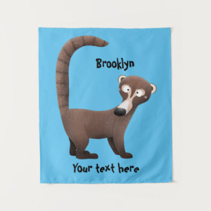 Grappig nieuwsgierig coatimundi cartoon illustrati wandkleed