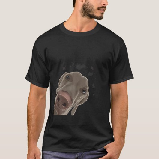 Grappig nieuwsgierig Dog Weimaraner T-shirt (Voorkant)