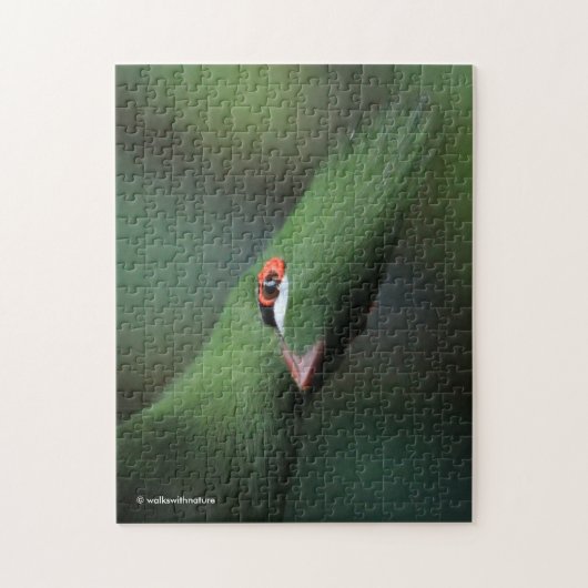 Grappig nieuwsgierig Guinee Turaco Green Bird Legpuzzel (Verticaal)