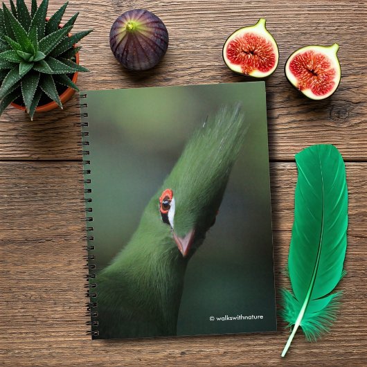 Grappig nieuwsgierig Guinee Turaco Green Bird Notitieboek
