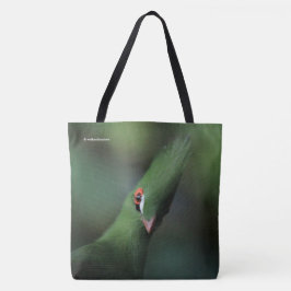 Grappig nieuwsgierig Guinee Turaco Green Bird Tote Bag