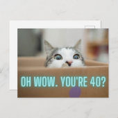 Grappig nieuwsgierig kat 40th Birthday Briefkaart (Voorkant / Achterkant)