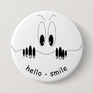 Grappig nieuwsgierige ogen - glimlach - voeg Jouw  Ronde Button 7,6 Cm