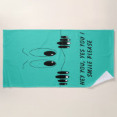 Grappig nieuwsgierige ogen - glimlach - voeg Jouw Strandlaken (Voorkant)