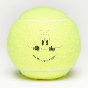 Grappig nieuwsgierige ogen - glimlach - voeg Jouw  Tennisballen