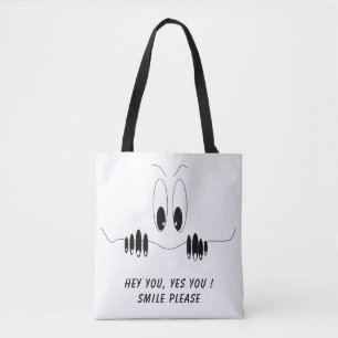 Grappig nieuwsgierige ogen - glimlach - voeg Jouw  Tote Bag