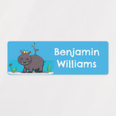 Grappig nijlpaard met cartoon gepersonaliseerd labels (Design 2)