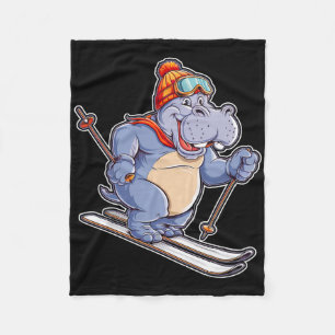 Grappig Nijlpaard Ski Avontuur Fleece Deken