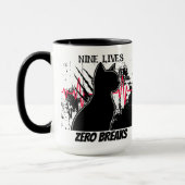 Grappig "Nine Lives Zero Breaks" Kattenliefhebber Mok (Links)