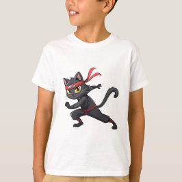Grappig Ninja Cat Cartoon Grafisch Ontwerp met Sch T-shirt