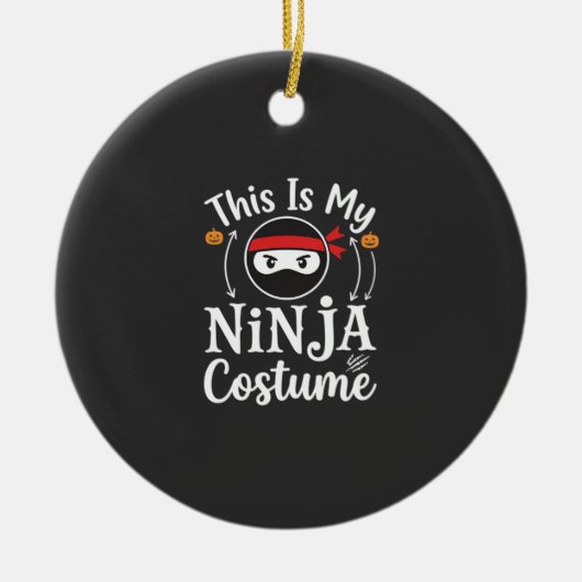 Grappig Ninja Kostuum Halloween Ontwerp_1 Keramisch Ornament (Voorkant)
