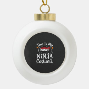 Grappig Ninja Kostuum Halloween Ontwerp_1 Keramische Bal Ornament
