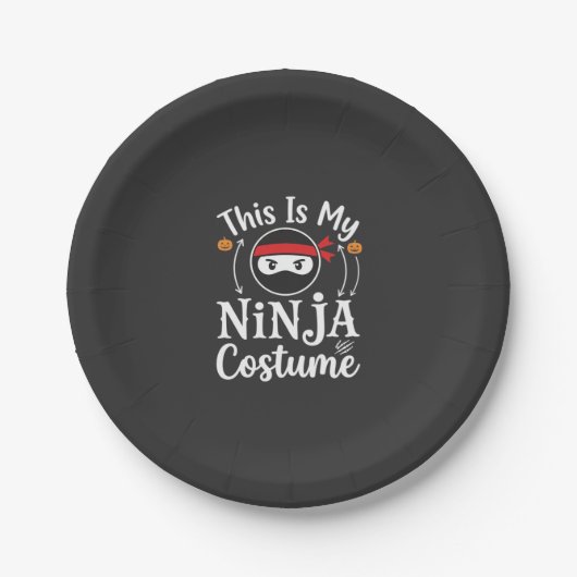 Grappig Ninja Kostuum Halloween Ontwerp_1 Papieren Bordje (Voorkant)