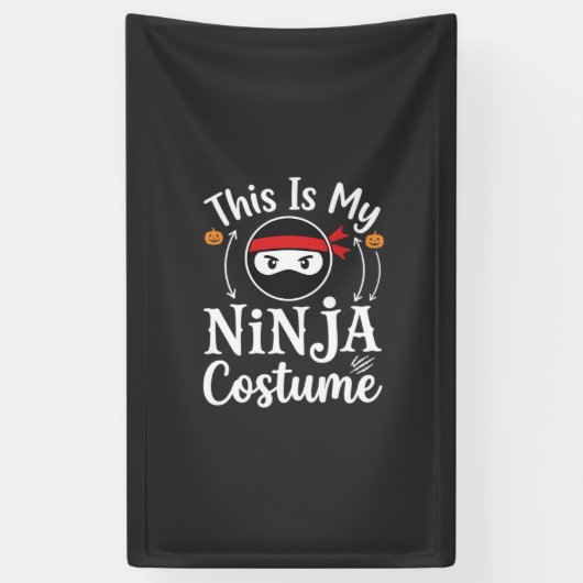 Grappig Ninja Kostuum Halloween Ontwerp_1 Spandoek (Verticaal)