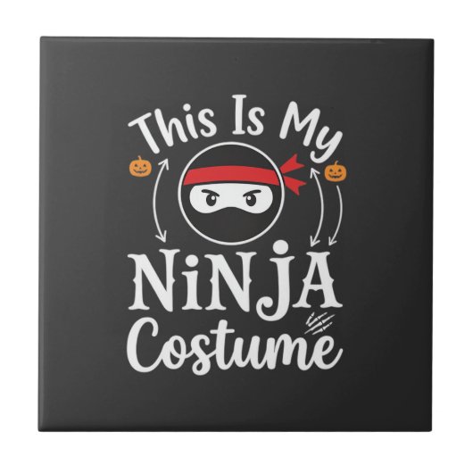 Grappig Ninja Kostuum Halloween Ontwerp_1 Tegeltje (Voorkant)