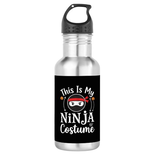 Grappig Ninja Kostuum Halloween Ontwerp_1 Waterfles (Voorkant)