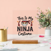 Grappig Ninja Kostuum Halloween Vector Ontwerp_1 Acryl Bord (Huwelijk)