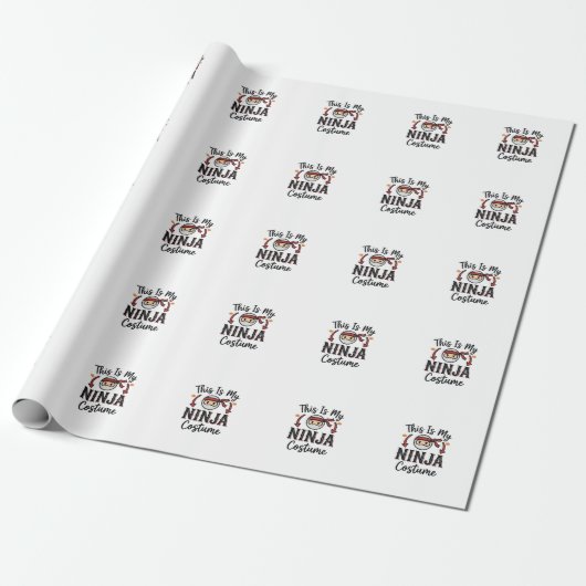 Grappig Ninja Kostuum Halloween Vector Ontwerp_1 Cadeaupapier (Uitgerold)