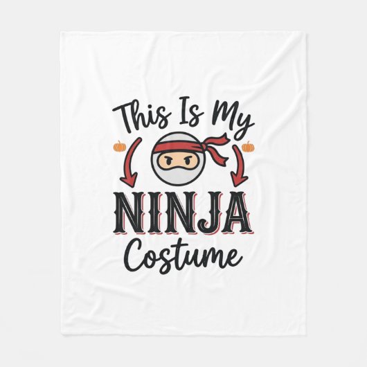 Grappig Ninja Kostuum Halloween Vector Ontwerp_1 Fleece Deken (Voorkant)