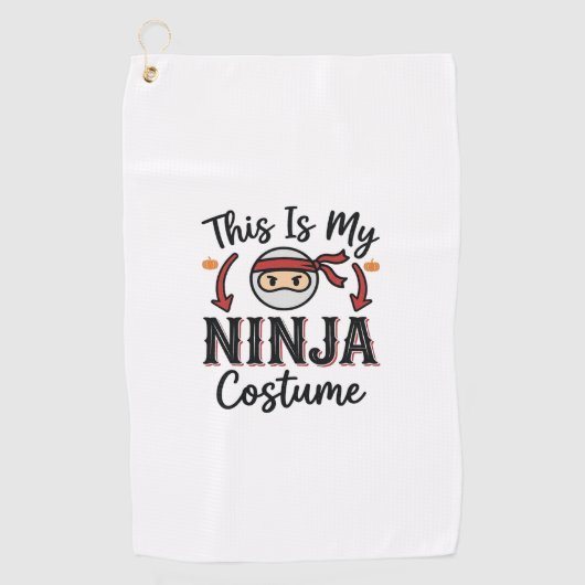 Grappig Ninja Kostuum Halloween Vector Ontwerp_1 Golfhanddoek (Voorkant)
