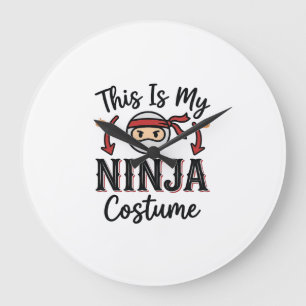 Grappig Ninja Kostuum Halloween Vector Ontwerp_1 Grote Klok