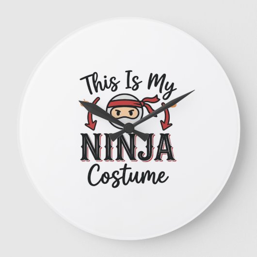 Grappig Ninja Kostuum Halloween Vector Ontwerp_1 Grote Klok (Voorkant)