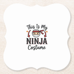 Grappig Ninja Kostuum Halloween Vector Ontwerp_1 Kartonnen Onderzetters