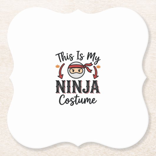 Grappig Ninja Kostuum Halloween Vector Ontwerp_1 Kartonnen Onderzetters (Voorkant)