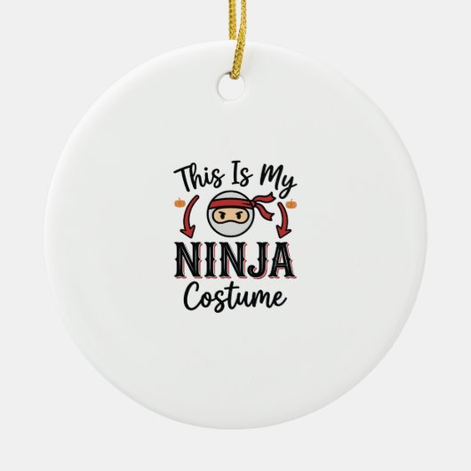 Grappig Ninja Kostuum Halloween Vector Ontwerp_1 Keramisch Ornament (Voorkant)