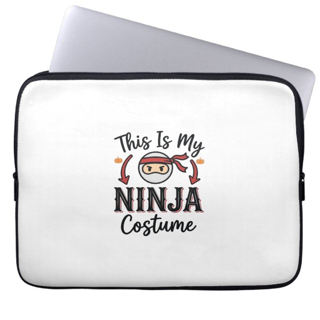 Grappig Ninja Kostuum Halloween Vector Ontwerp_1 Laptop Sleeve (Voorkant)