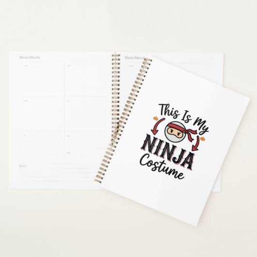 Grappig Ninja Kostuum Halloween Vector Ontwerp_1 Planner (Display)