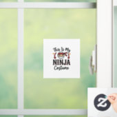 Grappig Ninja Kostuum Halloween Vector Ontwerp_1 Raamsticker (Huis)