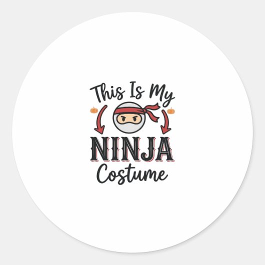 Grappig Ninja Kostuum Halloween Vector Ontwerp_1 Ronde Sticker (Voorkant)