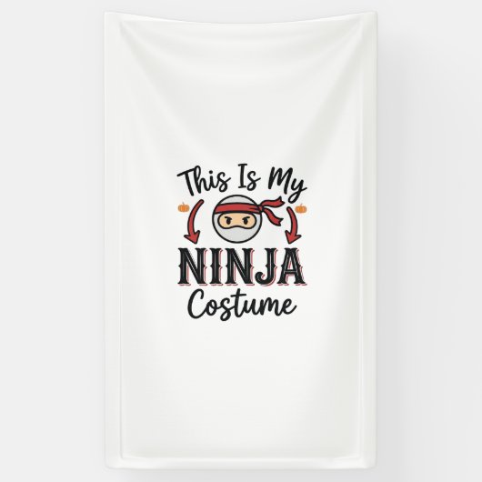 Grappig Ninja Kostuum Halloween Vector Ontwerp_1 Spandoek (Verticaal)