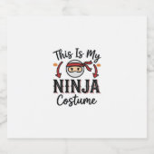 Grappig Ninja Kostuum Halloween Vector Ontwerp_1 Sparkling Wijnetiket (Enkel label)