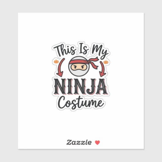 Grappig Ninja Kostuum Halloween Vector Ontwerp_1 Sticker (Vel)