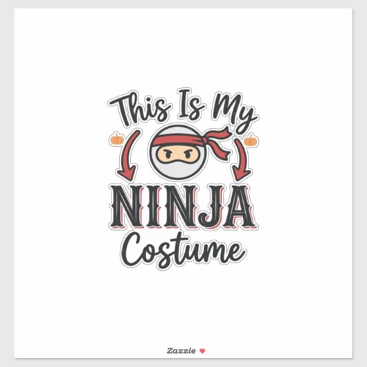 Grappig Ninja Kostuum Halloween Vector Ontwerp_1 Sticker (Vel)