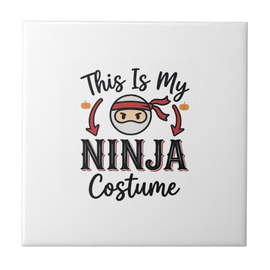 Grappig Ninja Kostuum Halloween Vector Ontwerp_1 Tegeltje (Voorkant)